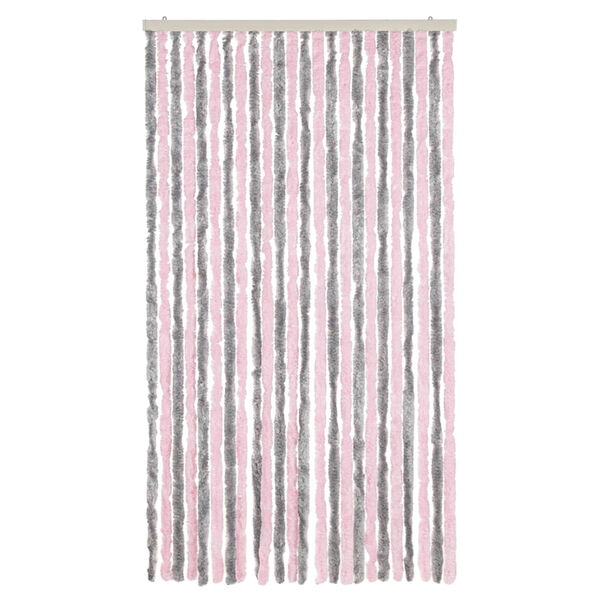 vidaXL Fly Curtain Silver Grey and Pink 100x200 cm Chenille