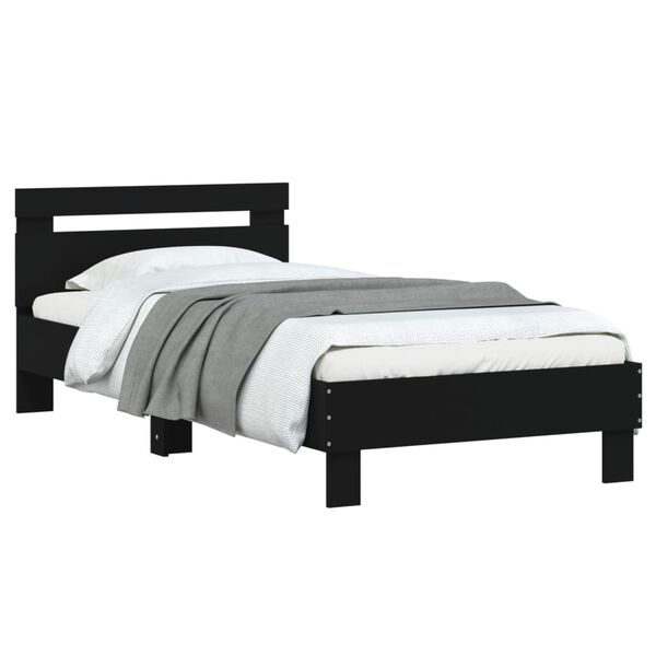 vidaXL Bed Frame without Mattress with Headboard Black 90x190 cm Single