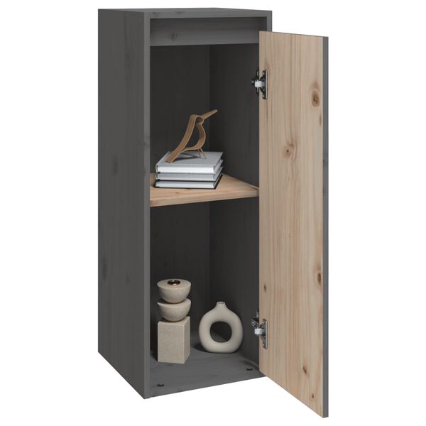 vidaXL Wall Cabinet Grey 30x30x80 cm Solid Wood Pine