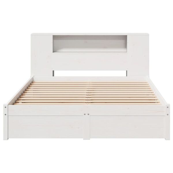vidaXL Bookcase Bed without Mattress White 120x200cm Solid Wood Pine