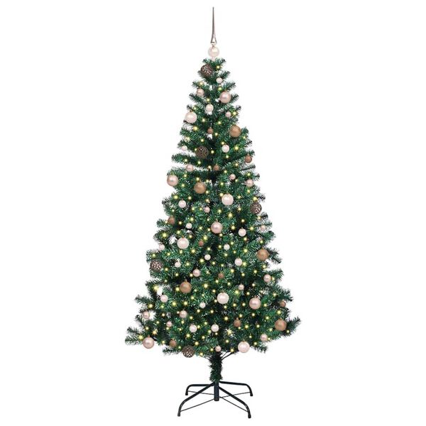vidaXL Artificial Pre-lit Christmas Tree Green 210 cm PVC and Metal