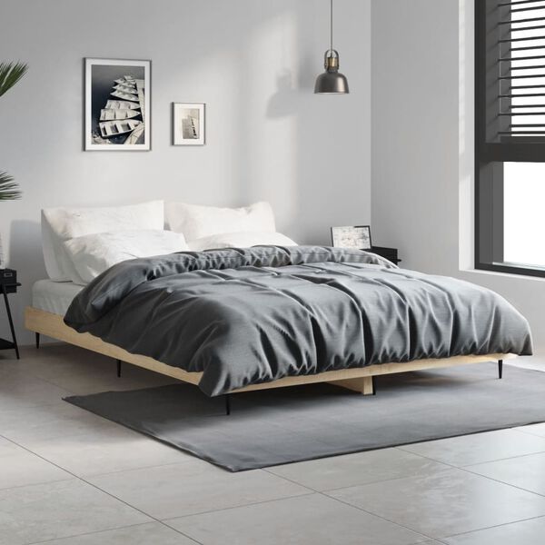 vidaXL Bed Frame without Mattress Sonoma Oak 140x190 cm Engineered Wood