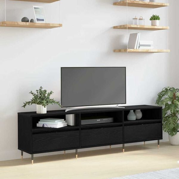 vidaXL TV Cabinet Black Oak 150 x 30 x 45 cm Engineered Wood