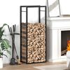 vidaXL Firewood Rack Matt Black 50x28x132 cm Steel