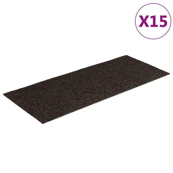 vidaXL Stair Mats Self-adhesive 15 pcs 60x25 cm Dark Brown Rectangular