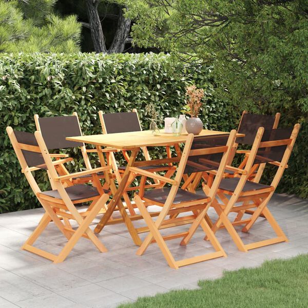 vidaXL 7 Piece Outdoor Dining Set Black Solid Eucalyptus Wood