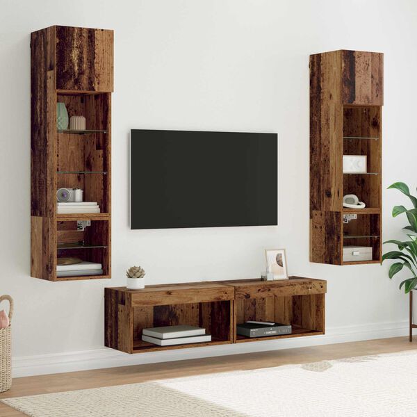vidaXL TV Wall Unit Wall-mounted 6 pcs Old Wood Engineered Wood