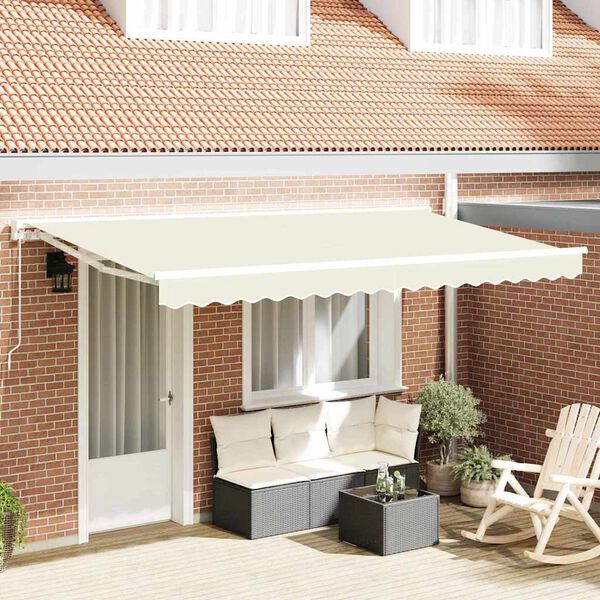 vidaXL Retractable Awning Cream 350 x 200 cm Polyester and Metal