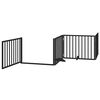 vidaXL Dog Gate with Door Foldable 8 Panels Black 640 cm Poplar Wood