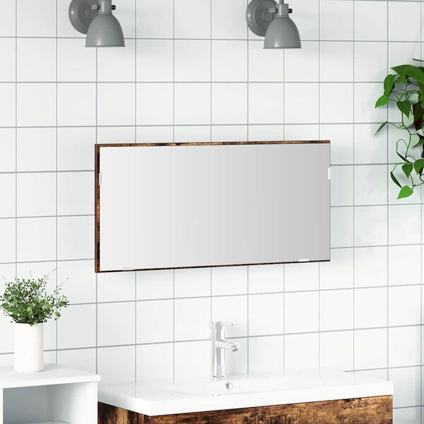 vidaXL Mirror Wall-mounted Brown 80 x 37 cm Glass and Engineered Wood