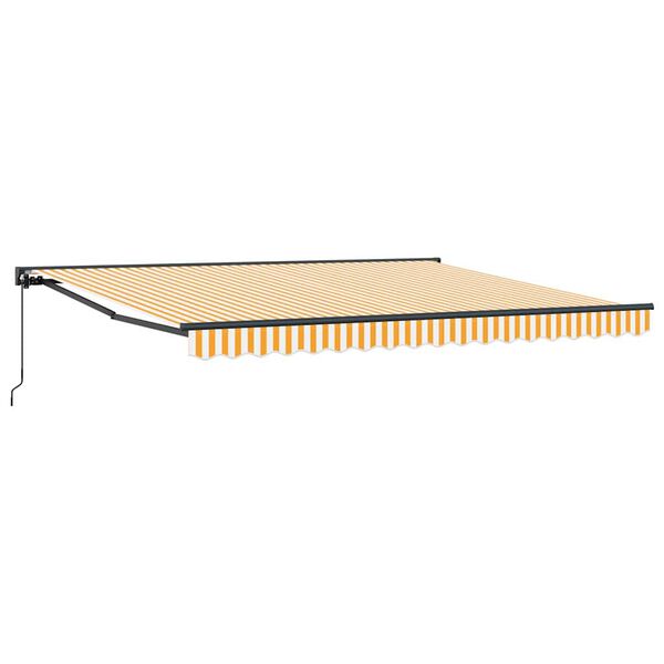 vidaXL Retractable Awning Manual Yellow and White 400 x 300 cm
