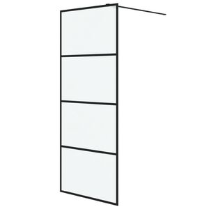 vidaXL Walk-in Shower Wall Black 80x195 cm Frosted ESG Glass