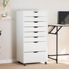 vidaXL Rolling Cabinet with Drawers "MOSS" White Solid Wood Pine