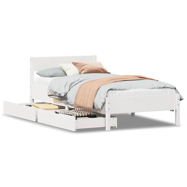vidaXL Bed Frame without Mattress White 90x190 cm Single Solid Wood Pine