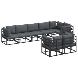 vidaXL Garden Sofa Set with Cushion 8 pcs Black Aluminium