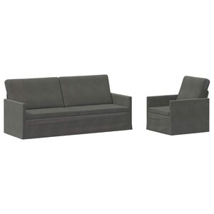 vidaXL Sofa Set 2 pcs Dark Grey Corduroy Fabric