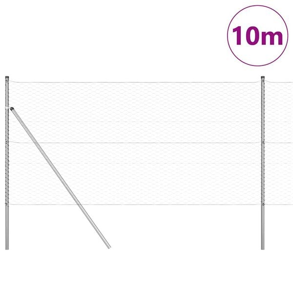 vidaXL Fence Post Silver 10 x 1.4 m (36 mm mesh) Steel