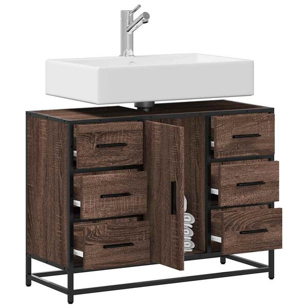 vidaXL Bathroom Sink Cabinet Brown Oak 80x33x60 cm Engineered Wood