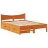 vidaXL Bed Frame with Drawers Wax Brown 135x190 cm Double Solid Wood Pine