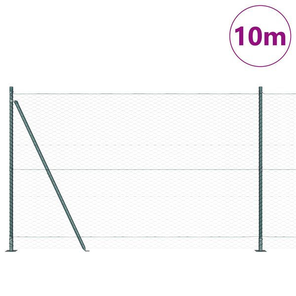vidaXL Fence Post Green 10 x 1.6 m (36 mm mesh) Steel and PVC