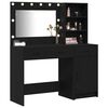 vidaXL Dressing Table with Mirror Lights 2 pcs Black Engineered Wood