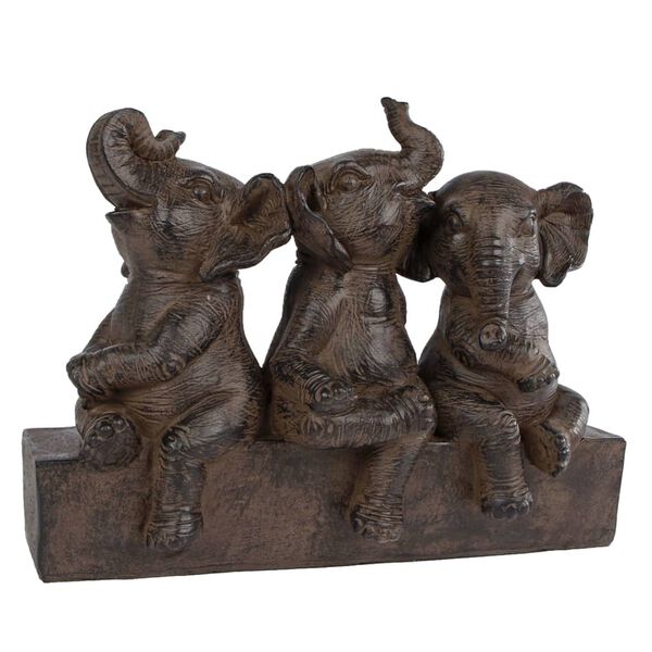 Gifts Amsterdam Sculpture Three Elephants Polystone Brown 25x11x18.5 cm
