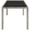 vidaXL Garden Table with Glass Top Grey 150x90x75 cm Poly Rattan