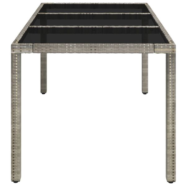vidaXL Garden Table with Glass Top Grey 150x90x75 cm Poly Rattan