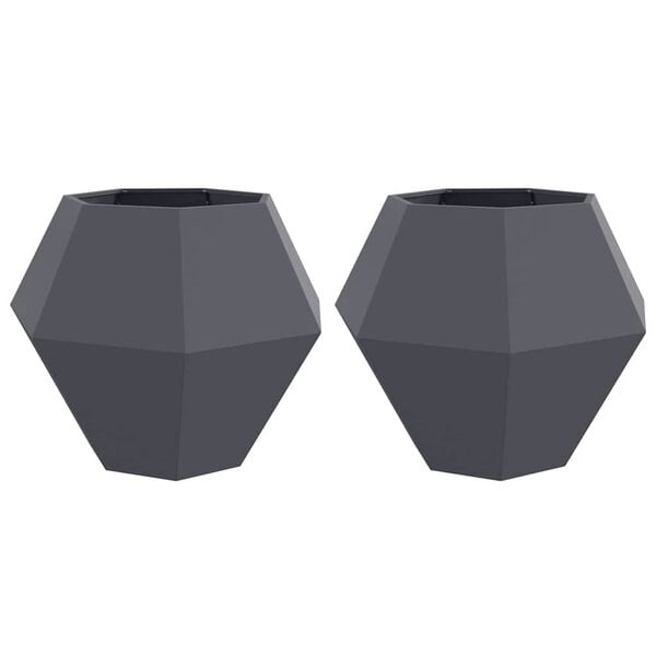 vidaXL Planter 2 pcs Anthracite 100 x 100 x 80 cm Steel