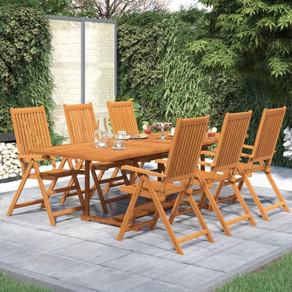 vidaXL 7 Piece Garden Dining Set Solid Wood Acacia 160-240 cm