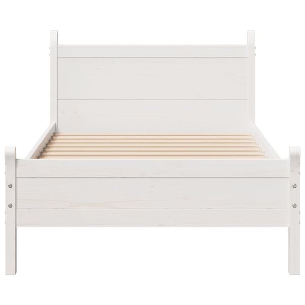 vidaXL Bed Frame without Mattress White 75x190 cm Small Single Solid Wood Pine