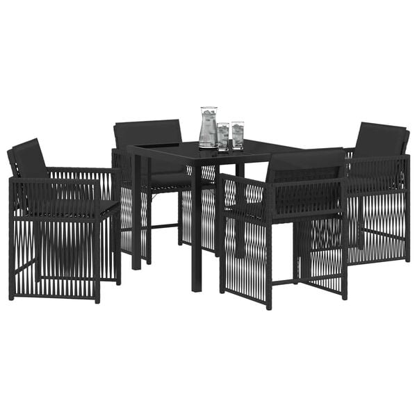 vidaXL Garden Dining Set 5 pcs Black Poly Rattan