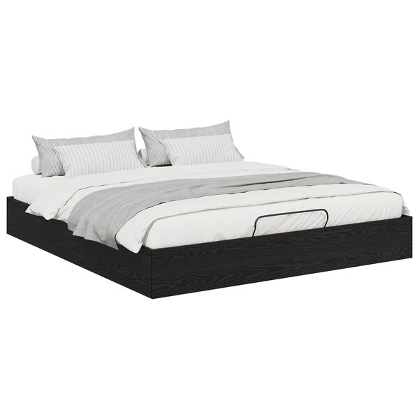 vidaXL Ottoman Bed Frame Black Oak 203 x 160 x 25 cm Engineered Wood