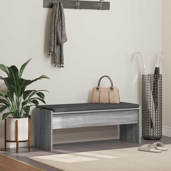 vidaXL Hall Bench with Cushion Grey Sonoma 103 x 38 x 40 cm