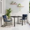 vidaXL Garden Dining Set with Cushion 3 pcs Grey and Black Rattan