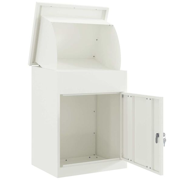vidaXL Parcel Drop Box White 44 x 35 x 59 cm Steel