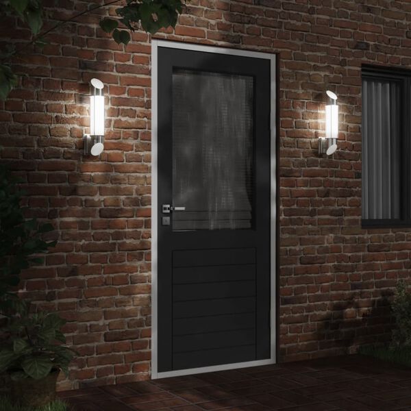 vidaXL Outdoor Wall Lights 2pcs Silver Stainless Steel