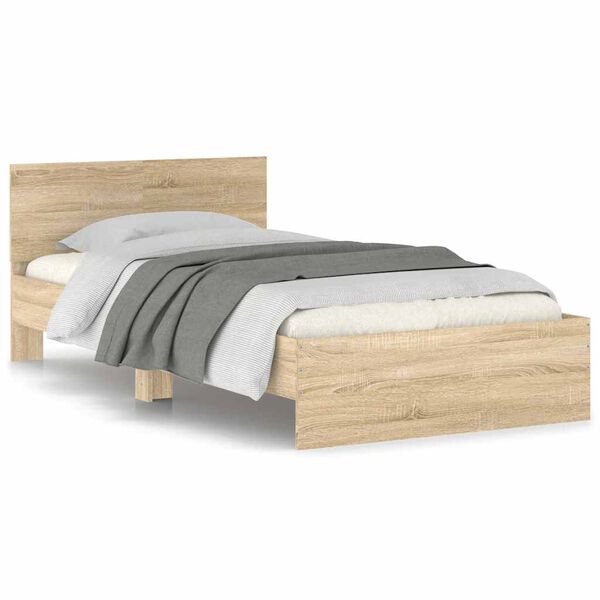 vidaXL Bed Frame without Mattress with Headboard Sonoma Oak 100x200 cm