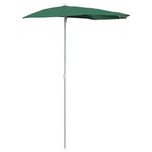 vidaXL Garden Half Parasol with Pole 180x90 cm Green