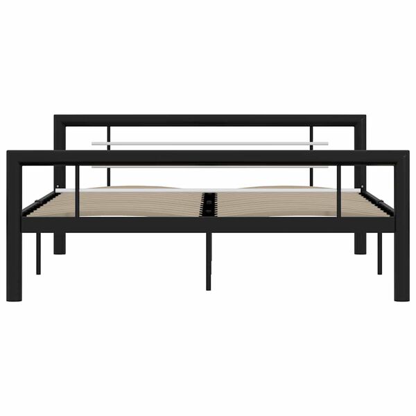 vidaXL Bed Frame without Mattress Black and White Metal 140x200 cm
