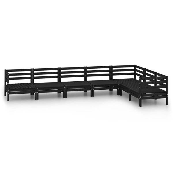 vidaXL 7 Piece Garden Lounge Set Solid Wood Pine Black