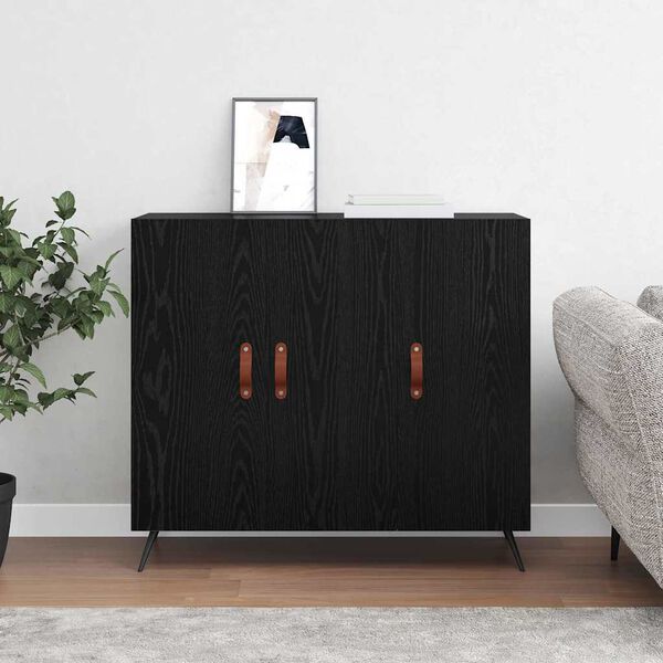 vidaXL Sideboard Black Oak 89.5 x 34 x 80 cm Engineered Wood