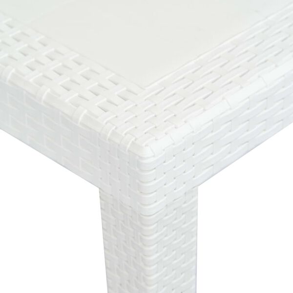 vidaXL Garden Table White 150x90x72 cm Plastic Rattan Look
