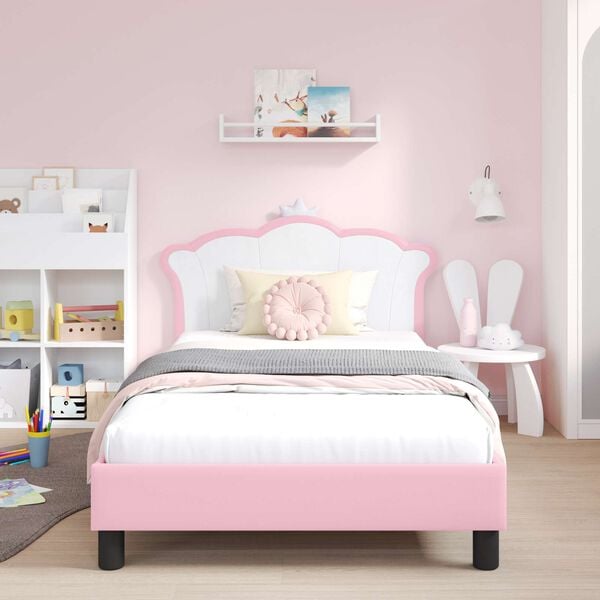 vidaXL Children's Bed Frame with Headboard Pink 80 x 200 cm PU