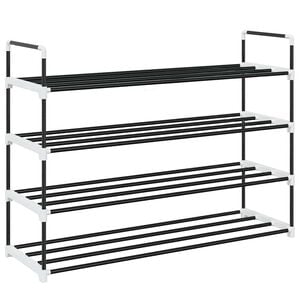 vidaXL Shoe Rack | Black | Metal and Plastic | Medium | Shoe Rack | Rectangular