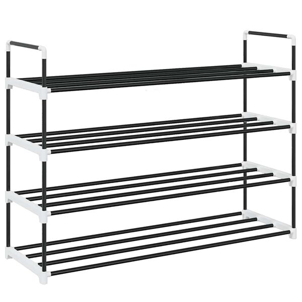 vidaXL Shoe Rack with 4 Shelves Metal and Plastic Black