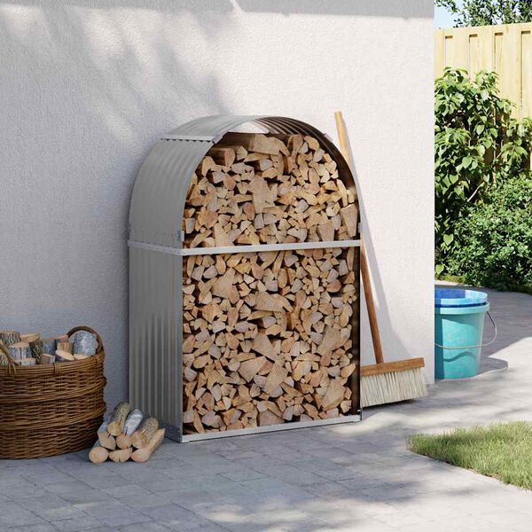 vidaXL Log Holder Light Grey 80x45x120 cm Galvanised Steel