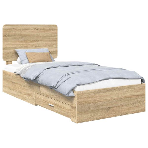 vidaXL Bed Frame with Headboard Sonoma Oak 90 x 190 cm Engineered Wood