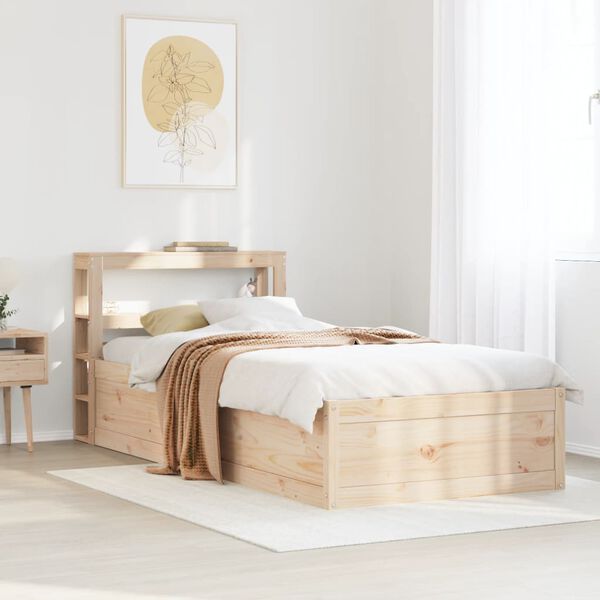 vidaXL Bed Frame with Headboard 90x200 cm Solid Wood Pine