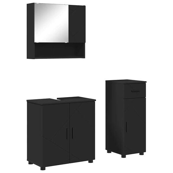 vidaXL Bathroom Furniture Set 3 pcs Black Engineered wood & Metal